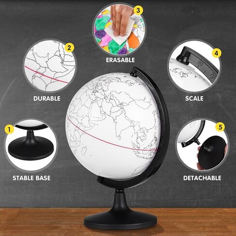 Alipis Diy Blank Globe Coloring Model, Erasable Interactive Globe for Kids, Desktop Prop for Geography Learning And Decoration, Portable Unpainted Ornament, 5. 57 Inch in Saudi Arabia