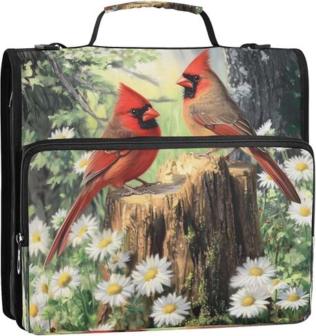3 D-Ring Zipper Binder Bag, Cardinals Perched Removable Binder with Zipper Case Hold 300+ Sheets& 13 Inch Laptop for School Office Supplies Organizer in Saudi Arabia