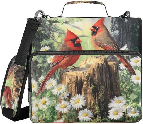 3 D-Ring Zipper Binder Bag, Cardinals Perched Removable Binder with Zipper Case Hold 300+ Sheets& 13 Inch Laptop for School Office Supplies Organizer in Saudi Arabia