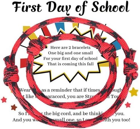 First Day of School Bracelet Mommy and Me Bracelet Set for 2 Back to School Gift First Day of Kindergarten Mother Son Matching Wish Bracelet (Red) in Kuwait