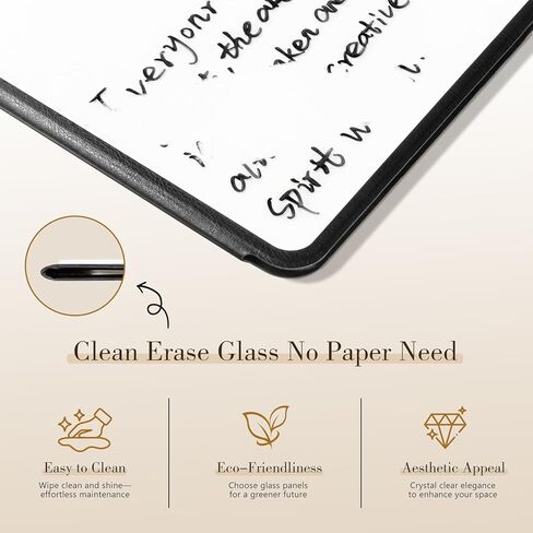 CoBak Glass Portable White Board Desktop Easel 12x9 inch (A4) - Book Folio Tri-fold Design Clean Glass Dry Erase Board with 3 Markers, Anti-Ghosting Suface for Office, Business and School (Black) in Saudi Arabia