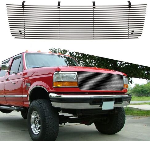 Fits 1992 1993 1994 1995 1996 Ford F250 Front Upper Grill Polished Aluminum Billet Replacement Grille Insert Silver Grill for f250 92 93 94 95 96 in Saudi Arabia
