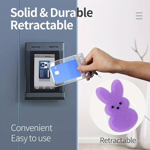 Easter Badge Reel,Cute Purple Rabbit Bunny Acrylic Badge for ID Card Badge,Telescoping Retractable Badge Holder Alligator Clip Accessories for Nurse,Medical Worker,Nursing Student,Teacher in Saudi Arabia