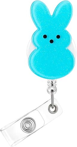 Easter Badge Reel,Cute Purple Rabbit Bunny Acrylic Badge for ID Card Badge,Telescoping Retractable Badge Holder Alligator Clip Accessories for Nurse,Medical Worker,Nursing Student,Teacher in Saudi Arabia