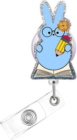 Easter Badge Reel,Cute Purple Rabbit Bunny Acrylic Badge for ID Card Badge,Telescoping Retractable Badge Holder Alligator Clip Accessories for Nurse,Medical Worker,Nursing Student,Teacher in Saudi Arabia