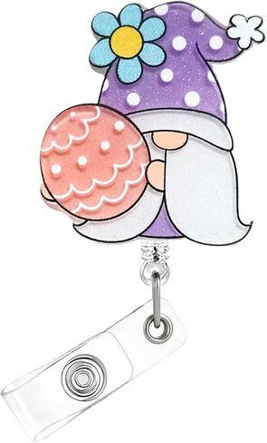 Easter Badge Reel,Cute Purple Rabbit Bunny Acrylic Badge for ID Card Badge,Telescoping Retractable Badge Holder Alligator Clip Accessories for Nurse,Medical Worker,Nursing Student,Teacher in Saudi Arabia