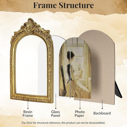Vintage Picture Frame, Gold Vintage Arched Frame Decor for Tabletop and Wall Mounting, Antique Arched Photo Decor for Home, Gold, 4x6 Inch in Saudi Arabia