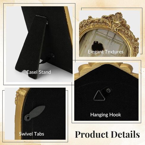 Vintage Picture Frame, Gold Vintage Arched Frame Decor for Tabletop and Wall Mounting, Antique Arched Photo Decor for Home, Gold, 4x6 Inch in Saudi Arabia