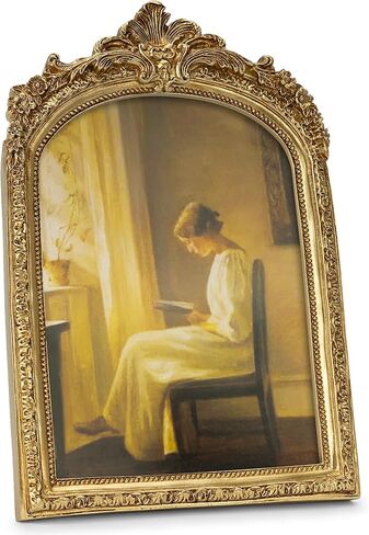 Vintage Picture Frame, Gold Vintage Arched Frame Decor for Tabletop and Wall Mounting, Antique Arched Photo Decor for Home, Gold, 4x6 Inch in Saudi Arabia