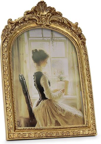 Vintage Picture Frame, Gold Vintage Arched Frame Decor for Tabletop and Wall Mounting, Antique Arched Photo Decor for Home, Gold, 4x6 Inch in Saudi Arabia