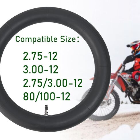 2-Pcs 2.75/3.00-12 Inner Tube 2.75-12 3.00-12 Dirt Bike Tube 80/100-12 Replacement Inner Tube Straight Valve Stem in Kuwait