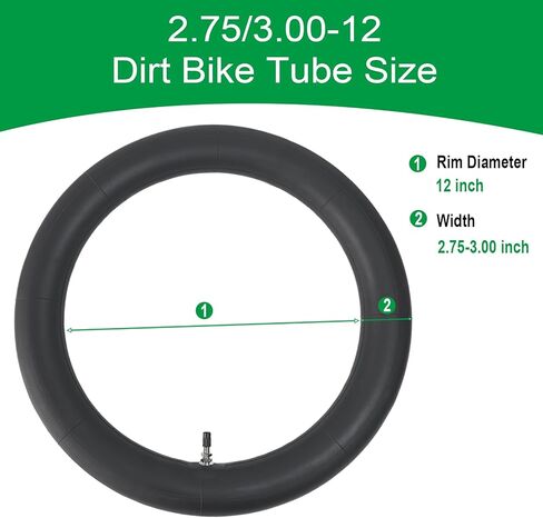 2-Pcs 2.75/3.00-12 Inner Tube 2.75-12 3.00-12 Dirt Bike Tube 80/100-12 Replacement Inner Tube Straight Valve Stem in Kuwait