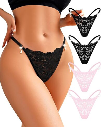 Seamless Thongs for Women Lace T Back Underwear Low Waist No Show Sexy Ladies Undies in Saudi Arabia