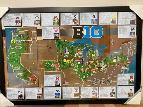 NEW Officially Licensed 2025 Big Ten Conference Map/Poster (XL Size = 24" x 36"), 18 World Class Universities in Saudi Arabia