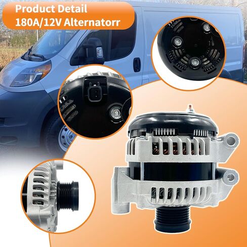 68271769AA 180A 12V Alternator Compatible With 2014-2021 Ram Promaster 1500, 2015-2021 Ram Promaster 2500, 2015-2021 Ram Promaster 3500 3.6L (220) V6 Replace #421000-7120 421000-7110 in Kuwait