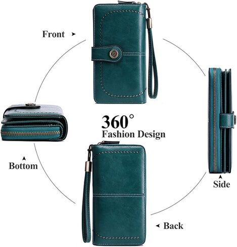 RFID Blocking Vintage Wristlet Wallet for Women - Spacious Credit Card Coin Phone Holder-Brown in Saudi Arabia