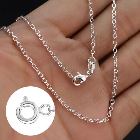 925 Sterling Silver Necklace, 1mm Wide 45cm Chain, Water Resistant Anti-Tarnish in Saudi Arabia