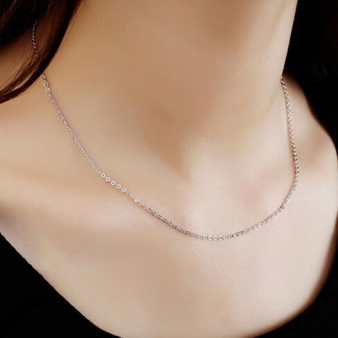 925 Sterling Silver Necklace, 1mm Wide 45cm Chain, Water Resistant Anti-Tarnish in Saudi Arabia