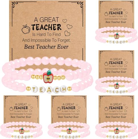 BOMAIL 6 Set Teacher Appreciation Gifts for Women Men-Stone Beaded Stretch Bracelets Set Thank You Teacher Meaningful Bracelets Gifts in Saudi Arabia