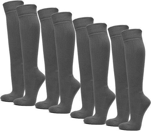 COUVER Knee High Sports Athletic Baseball Softball Socks, 4 Pairs Pack, Charcoal Gray, Medium in Saudi Arabia