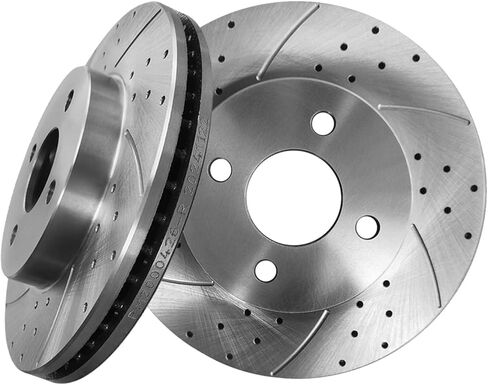 PM Auto Front 256.05mm Drilled Slotted Brake Disc Rotors Compatible With 2005-2010 Chevrolet Cobalt in Saudi Arabia