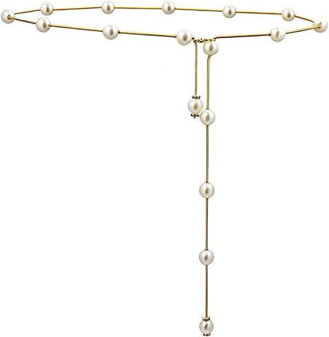 Pearl Belt for Women Pearl Waist Chain Body Chain Belly Chain for Dress Minimalism Gold Chain Belt Adjustable Pearl Belt Trendy Jewelry in Kuwait