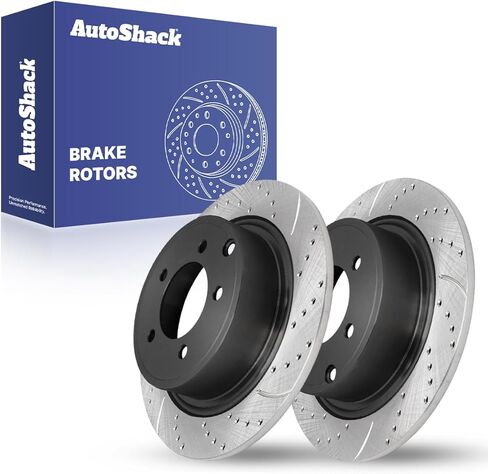 AutoShack 11.85 بوصة (301.1 مم) دوارات الفرامل الخلفية الصلبة المحفورة والمشقوقة المغلفة لـ 2007-2017 Jeep Patriot 2007-2017 Jeep Compass Silver Matte Finish 2-PC Set TurboGuard in Saudi Arabia
