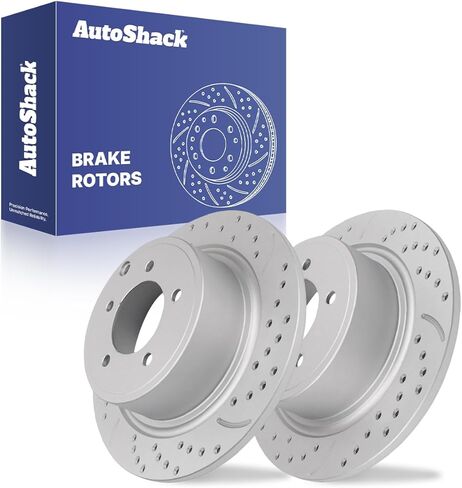 AutoShack 11.85 بوصة (301.1 مم) دوارات الفرامل الخلفية الصلبة المحفورة والمشقوقة المغلفة لـ 2007-2017 Jeep Patriot 2007-2017 Jeep Compass Silver Matte Finish 2-PC Set TurboGuard in Saudi Arabia