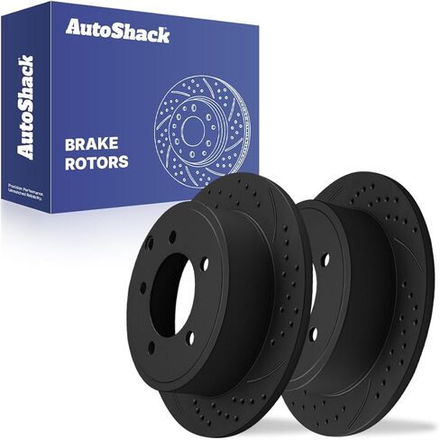 AutoShack 11.85 بوصة (301.1 مم) دوارات الفرامل الخلفية الصلبة المحفورة والمشقوقة المغلفة لـ 2007-2017 Jeep Patriot 2007-2017 Jeep Compass Silver Matte Finish 2-PC Set TurboGuard in Saudi Arabia