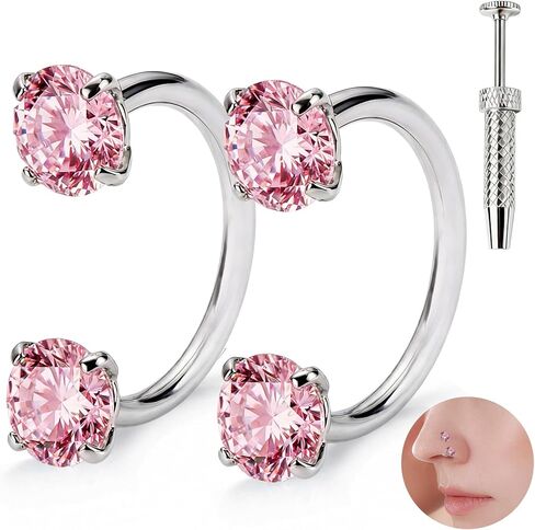 Horseshoe Nose Ring Surgical Steel Nose Rings for Women Hypoallergenic Nostril Ring 8MM Double Stud Nose Rings Hoop Cartilage Earring Eyebrow Labret Lip Nostril Piercing Jewelry for Women Men in Kuwait