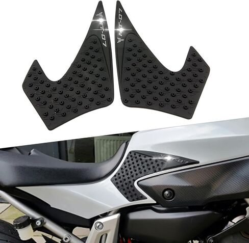 ملصقات واقية لخزان الوقود الجانبي للدراجة النارية متوافقة مع Yamaha MT07 MT-07 FZ07 FZ-07 13-17 وسادة جر بمقبض الركبة الغازي، ملصق خزان الوقود الجانبي غير القابل للانزلاق (أسود) in Kuwait