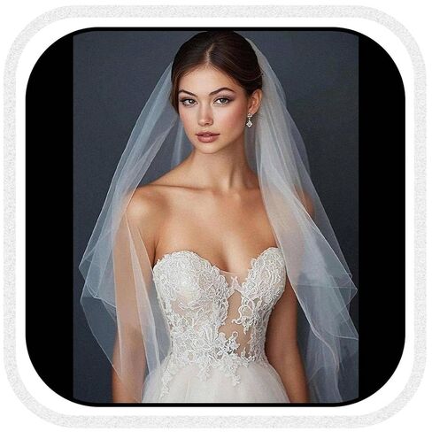 Latious 1 Tier Bride Wedding Veils White Fingertip Bridal Veil Bachelorette Tulle Veils with Comb for Brides and Women in Kuwait