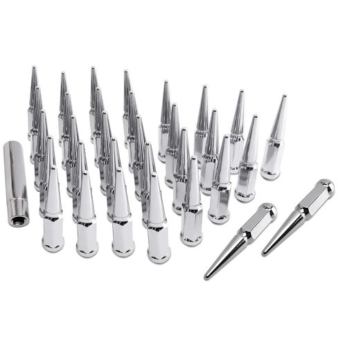 M9x16-18 Lug Nut Wheel Spike Lug Nuts & Cone/Conical Bulge Seat kit，Compatible with RAM 1500 2002-2010 & RAM 2500 1994-2010 & RAM 3500 1994-2010 & Chassis CAB 2013-2018 LT More Replace Set of 32+1 in Kuwait