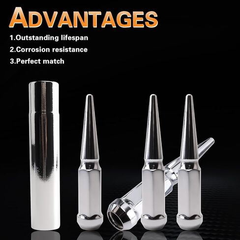 M9x16-18 Lug Nut Wheel Spike Lug Nuts & Cone/Conical Bulge Seat kit，Compatible with RAM 1500 2002-2010 & RAM 2500 1994-2010 & RAM 3500 1994-2010 & Chassis CAB 2013-2018 LT More Replace Set of 32+1 in Kuwait