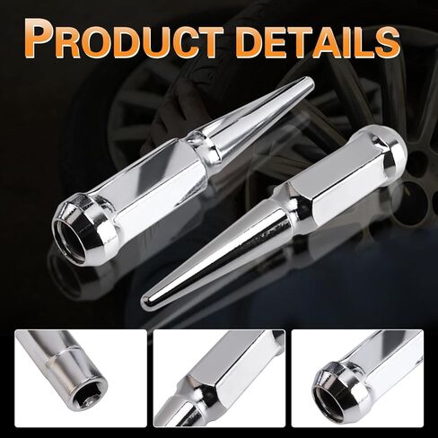 M9x16-18 Lug Nut Wheel Spike Lug Nuts & Cone/Conical Bulge Seat kit，Compatible with RAM 1500 2002-2010 & RAM 2500 1994-2010 & RAM 3500 1994-2010 & Chassis CAB 2013-2018 LT More Replace Set of 32+1 in Kuwait