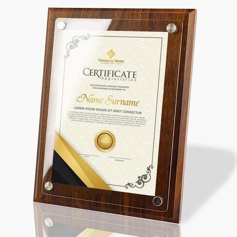 WOCOCN 14.96 x 11.41" Trophy Award, Wood Plaque Accommodates A4 Paper, Certificate Frame & Decorative Sign for Employee Appreciation, Recognition, Diploma, Thank You, Retirement, Anniversary (Wood Certificate Plaque, 1PCS) in Saudi Arabia
