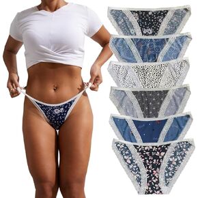 Women's Sexy Lace String Bikini Panties Ladies 6 Pack Silky Cheeky High Cut Underwear in Saudi Arabia