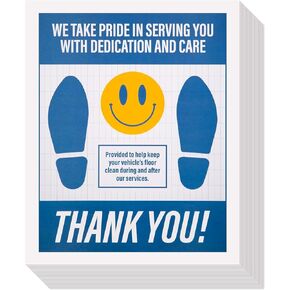 Houseables Paper Floor Mats for Cars, Paper Car Floor Mats, Disposable Protector, for Detailing, Wash, Automotive Dealer, Auto Detail, Thank You, Laminated, White, 16" x 20", 10 Pack in Kuwait