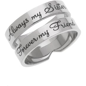 خاتم Always My Sister Forever My Friend Sister's - خاتم قابل للتكديس مجوهرات وهدايا للأخت، مقاس من 6 إلى 9 in Kuwait