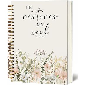 دفتر الكتاب المقدس، مجلة مسيحية حلزونية مقاس A5، آية الكتاب المقدس - يعيد روحي، دفاتر ملاحظات ملهمة للنساء، دراسة الكتاب المقدس، هدية لعيد الميلاد، اللوازم المكتبية (لون القهوة الفاتح) in Kuwait