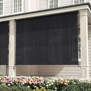 مظلة دوارة لاسلكية للأماكن الخارجية من VICLLAX مقاس 10.16 سم عرضًا × 15.24 سم ارتفاعًا، ستائر خارجية قابلة للطي للشرفة الأمامية، أسود جرافيت in Kuwait