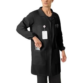 Men's Lab Coats Snap Closure 4 Pockets Elastic Cuffs Professional Medicas Long Sleeve Labcoats Scientist College in Saudi Arabia