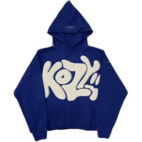 Y2k الهيب هوب هوديي الشرير القوطي فقاعة إلكتروني طباعة هوديي الجرونج البلوز البلوز Harajuku سترة الشارع الشهير (متوسط، أزرق) in Kuwait