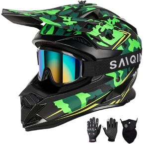 SPARK Adult Motocross Helmet Dirt Bike Helmets Full Face Motorcycle Off-Road Mountain E-Bike BMX MX ATV Helmet (with Gloves Goggles Mask) 4Pcs Set, DOT Certified in Kuwait