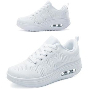 حذاء رياضي RUIDENG ذو منصة للنساء بوسادة هوائية | أحذية مشي نسائية مريحة طوال اليوم | قاعدة هزازة سميكة in Kuwait