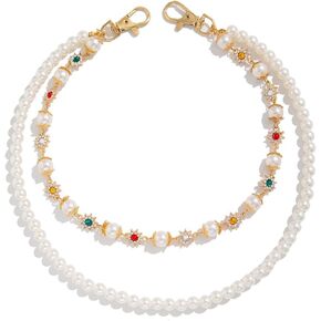 Gold Pearl Purse Chain for Women - Layered Pants Pocket Keychain Wallet Pant Pearl Chains Cross Bag Charm Handbags in Saudi Arabia