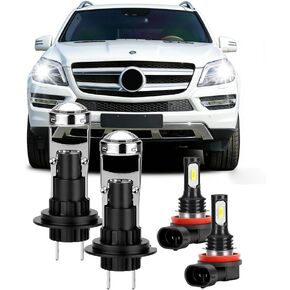 مصابيح إضاءة فائقة السطوع مع عدسة كبيرة مكثفة عالية الدقة تناسب مرسيدس بنز E GL GLK ML H7 عالية الشعاع H11 ضوء الضباب مع مروحة تبريد 15000 دورة في الدقيقة 6000-6500K التوصيل والتشغيل حزمة من 4 in Saudi Arabia