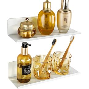 أرفف عائمة سوداء من سايايو لتخزين الحائط، برغي 8 بوصة أو أرفف حائط ذاتية اللصق لديكور غرفة النوم، منظم رف حمام صغير للمطبخ وغرفة المعيشة والمكتب، قطعتان in Kuwait