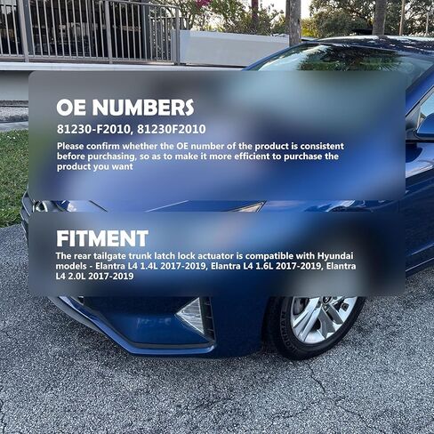 مشغل قفل مزلاج الباب الخلفي من HiSport - متوافق مع Hyundai Elantra 2015 2016 2017 2018 2019 2020 يستبدل 81230-F2010 81230F2010 in Kuwait