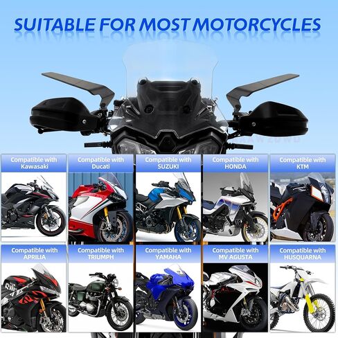Motorcycle Mirrors For Handlebars,Compatible with Yamaha Ducati Kawasaki Honda Adjustable Rotating Motorcycle Rear View Mirror(8mm,10mm)1 Pair in Saudi Arabia